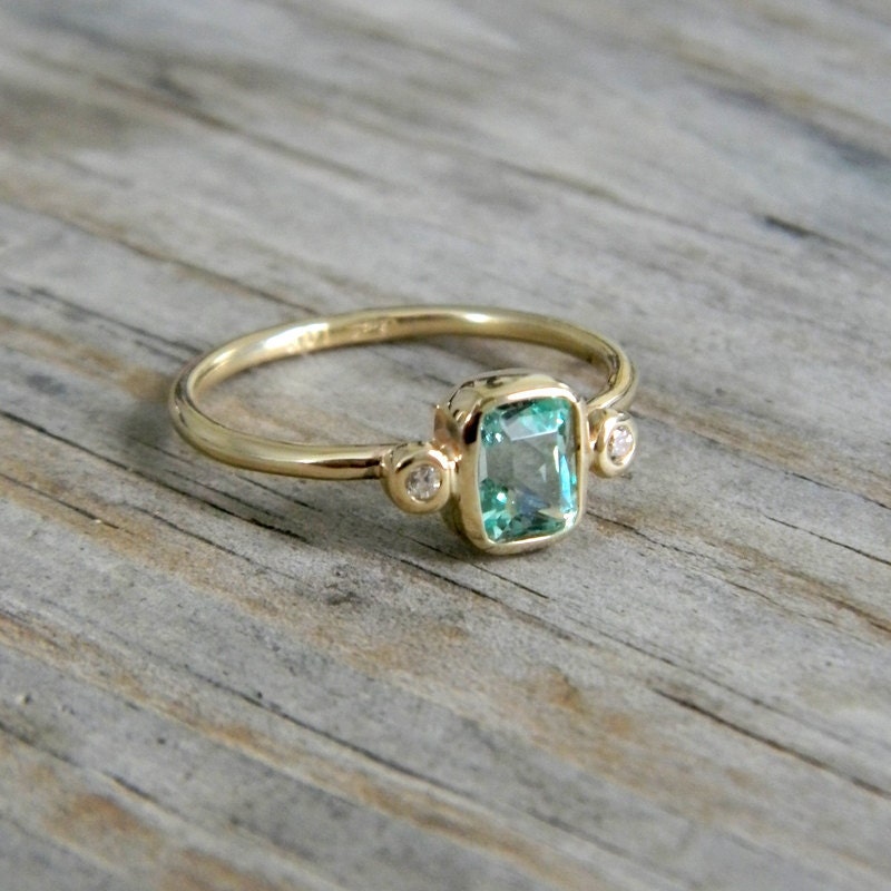 Too Green to be Aquamarine, But Not Quite and Emerald Green Beryl in 14k Yellow Gold