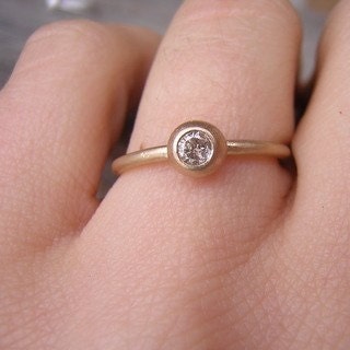 Champagne Diamond and 14k Gold Solitaire, Conflict Free