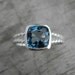 Size 4.25 Ready to Ship, London Blue Topaz Gemstone Ring in Recycled and Tarnish Resistant Sterling, Cushion Cut Silver Ring
