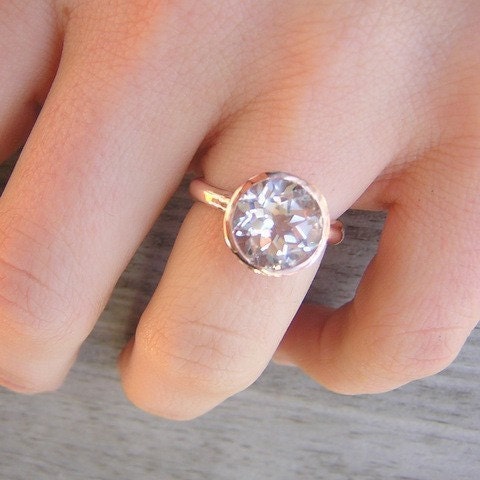 Glam Girl Rock Fetish in 14k Rose Gold with Prasiolite Green Amethyst Gemstone Solitaire Ring