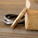 Rolling Wedding RIng in 14k Yellow Gold, Conflict Free Diamond and Blackened Sterling