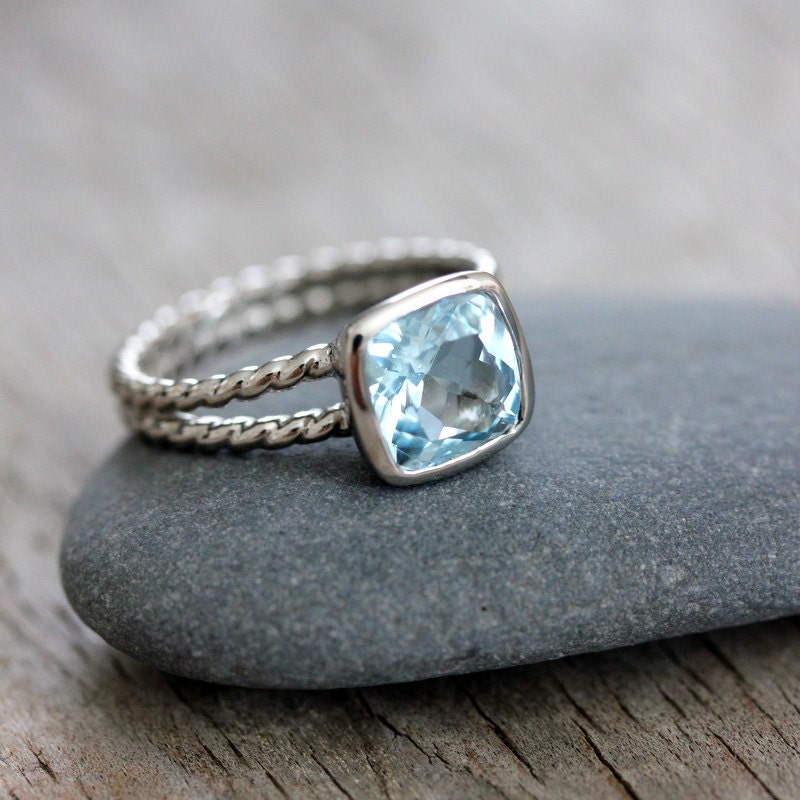 Sky Blue Topaz Ring, Argentium Sterling Ring, made To Order