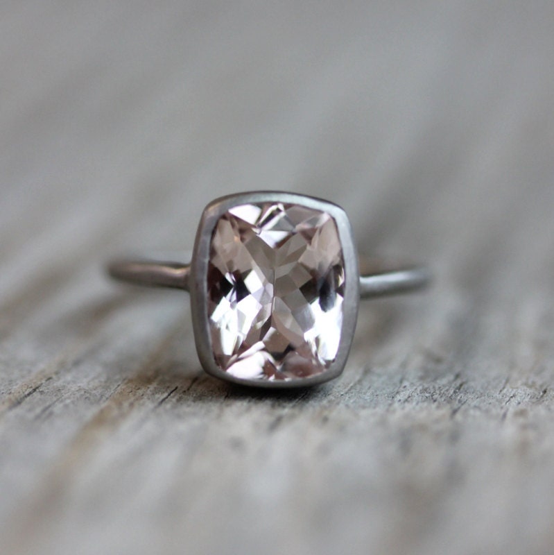 Morganite and 14k Palladium White Gold Ring, Made In Your Size