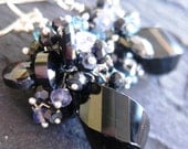 Riptide london blue, iolite, black spinel silver earrings