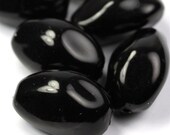 Vintage Plastic Beads 20x14mm Irregular Rectangular Nugget Black (8) VPB199