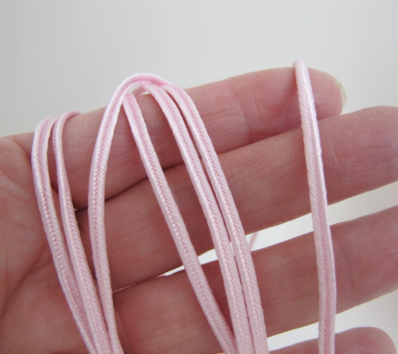 12 yards (11 meters) SOUTACHE passementerie braid. PALE PINK. 1/8 inch (3mm) wide. 556-117