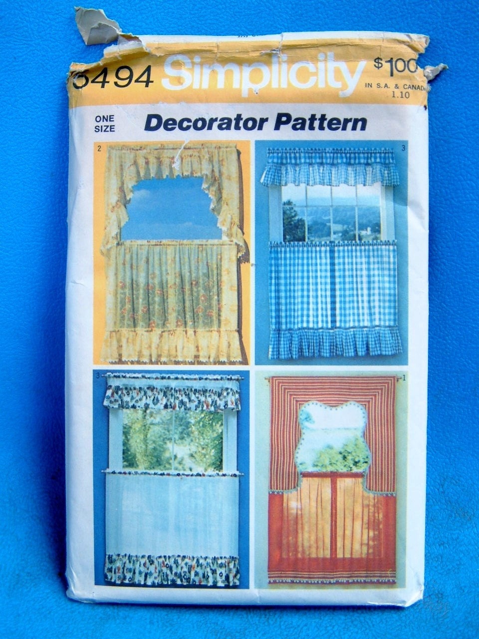 Vintage Simplicity Cafe Curtain Pattern for small pretty window treatments