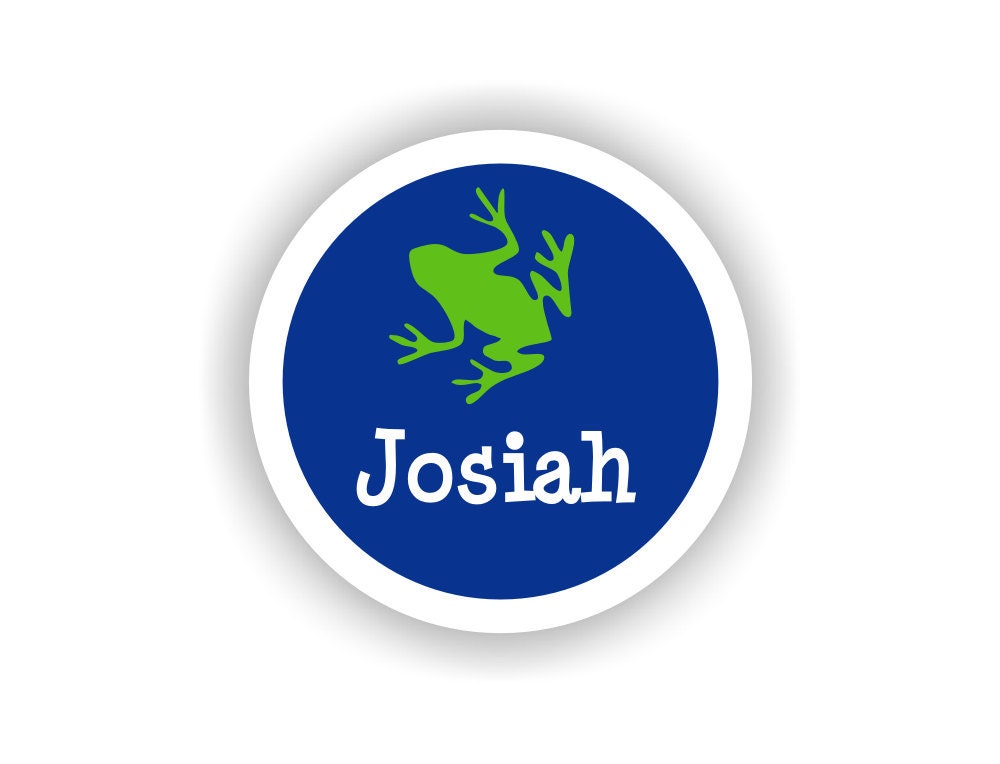 The JOSIAH Set - Frog Circle - Vinyl Name Labels - 30 qty - Waterproof for kids