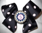 Black and White Polka Dot Boutique Haribow with Initial Bottlecap