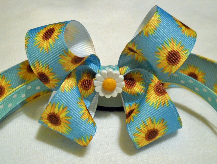 Sunflower Hairbow Ponytail Holder