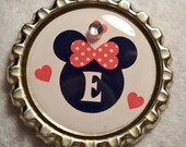 Mickey Mouse Valentine Bottle Cap Necklace with Initial