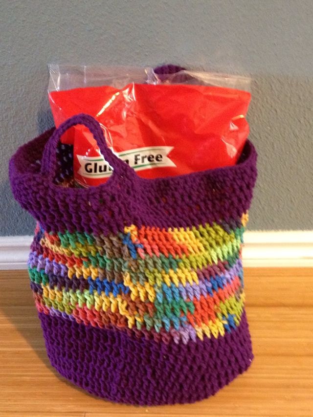 Purple Jelly-Bean Crochet Re-usable Shopping Market Tote