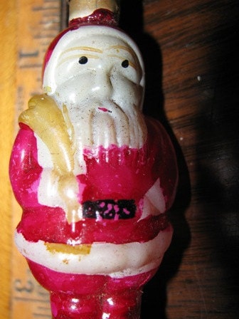 Christmas 1930's X-Mas light bulb Glass Santa Claus hand painted Christmas Tree decoration Kris Kringle, Saint Nick  Holiday Lighting, Decor