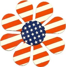 1971 Deco Designs Flower Flags, Flower Power Stickers, July 4th Red, White & Blue Stickers, Disco, 7 stickers