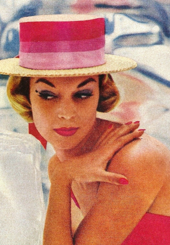 1950's Cutex Nail Polish Magazine Ad, Ice Cube, Retro Hot Pink,