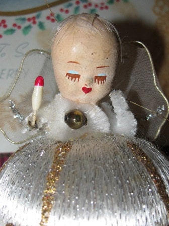 Vintage Christmas Angel, Angel Wings, Candle, Choir Angel, Retro 1950's Holiday Decor, Putz Angel, Mercury Bulb, Lot 3