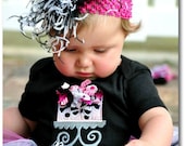 FuNkY BIRTHDAY CAKE Birthday Girl Custom Baby Bodysuit Girl's Onesie with Applique Birthday Cake Topped off with a Korker Bow
