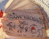 Handmade Classic Pooh Gift Tags - Christmas Holidays- Winnie the Pooh