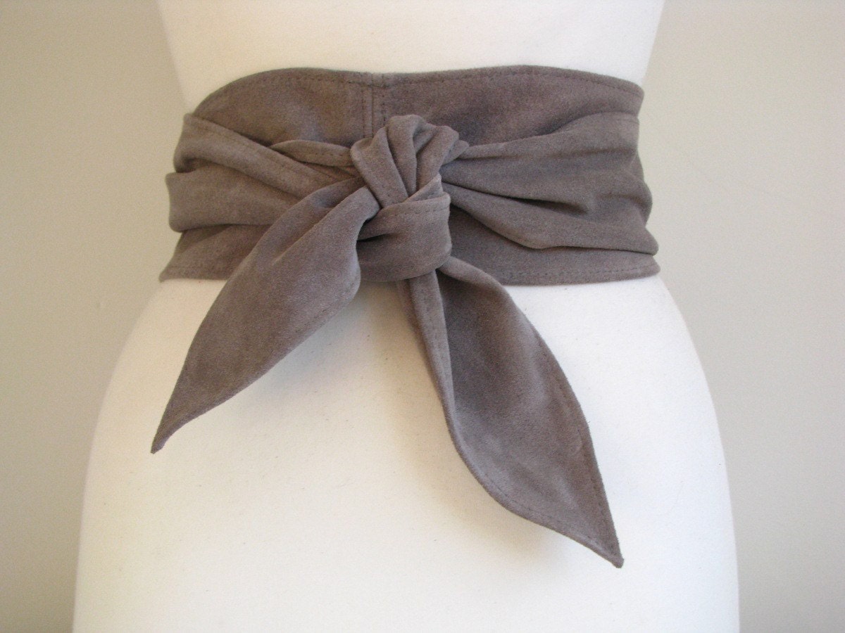 Gray Suede Sash Obi Belt