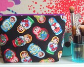 Rare Russian doll fabric cosmetic pouch bag