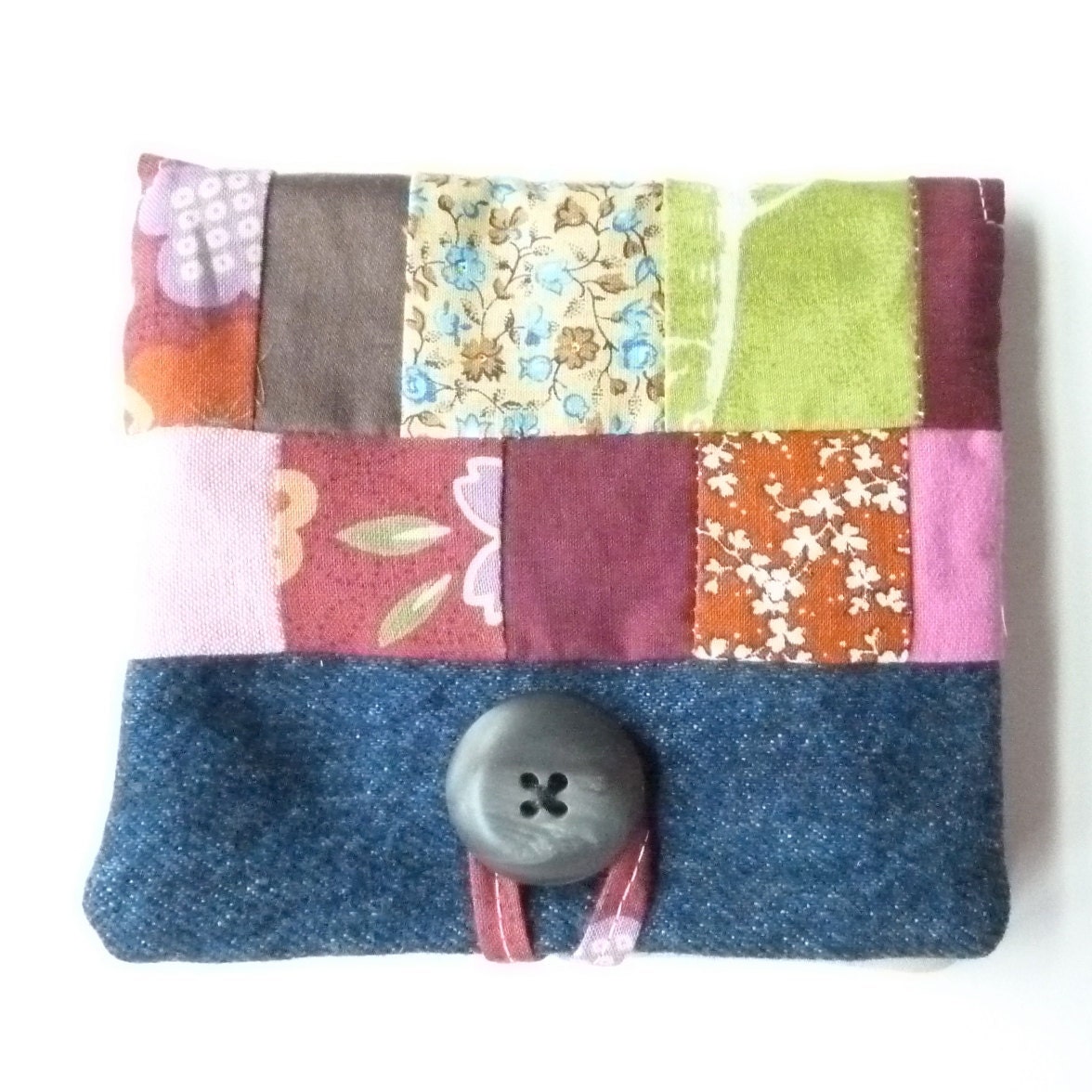 Womens Organizer Wallet - Fabric Recycle Wallet - Card Credit Wallet - Denim Patchwork Womens Wallet
