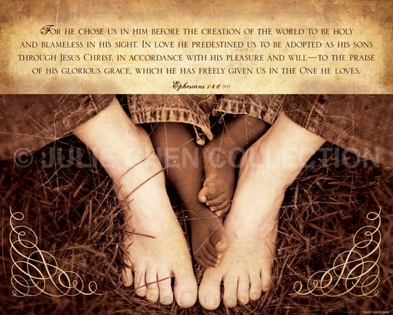 Adoption Scripture Art Inspirational Art Bible Art : CHOSEN (Ephesians 1) 8x10 Fine Art Print