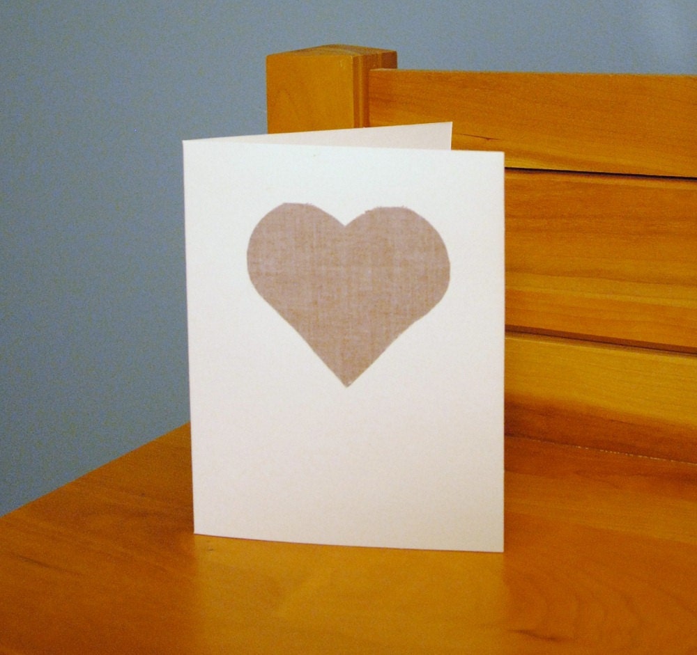 Fabric Heart Card Taupe