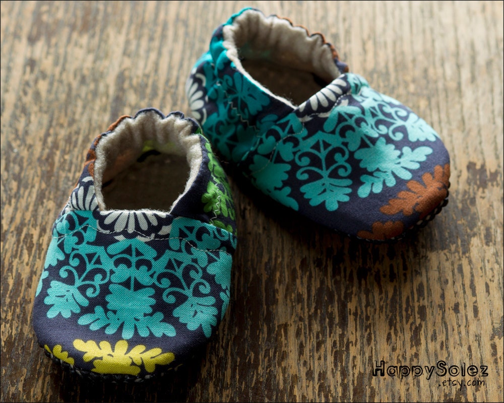 Regal Print - Eco Friendly Baby Booties (6-12 months) Traction Soles - Ready to Ship