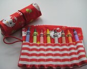 Crayon Roll Hello Kitty  in Red Includes 8 Crayons