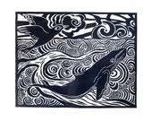 OCEAN HARMONY original linocut