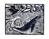 OCEAN HARMONY original linocut