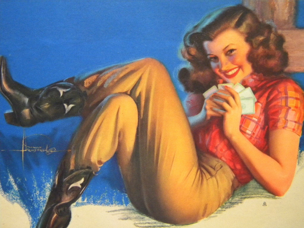 Vintage Pin Up Print by Rolf Armstrong - It's Your Play