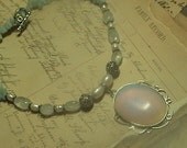 Gwendolyn--pearl and mirror opal silver necklace