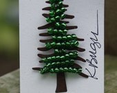 Evergreen Beaded Rusty Metal Pine Tree Pin-Ready to Ship