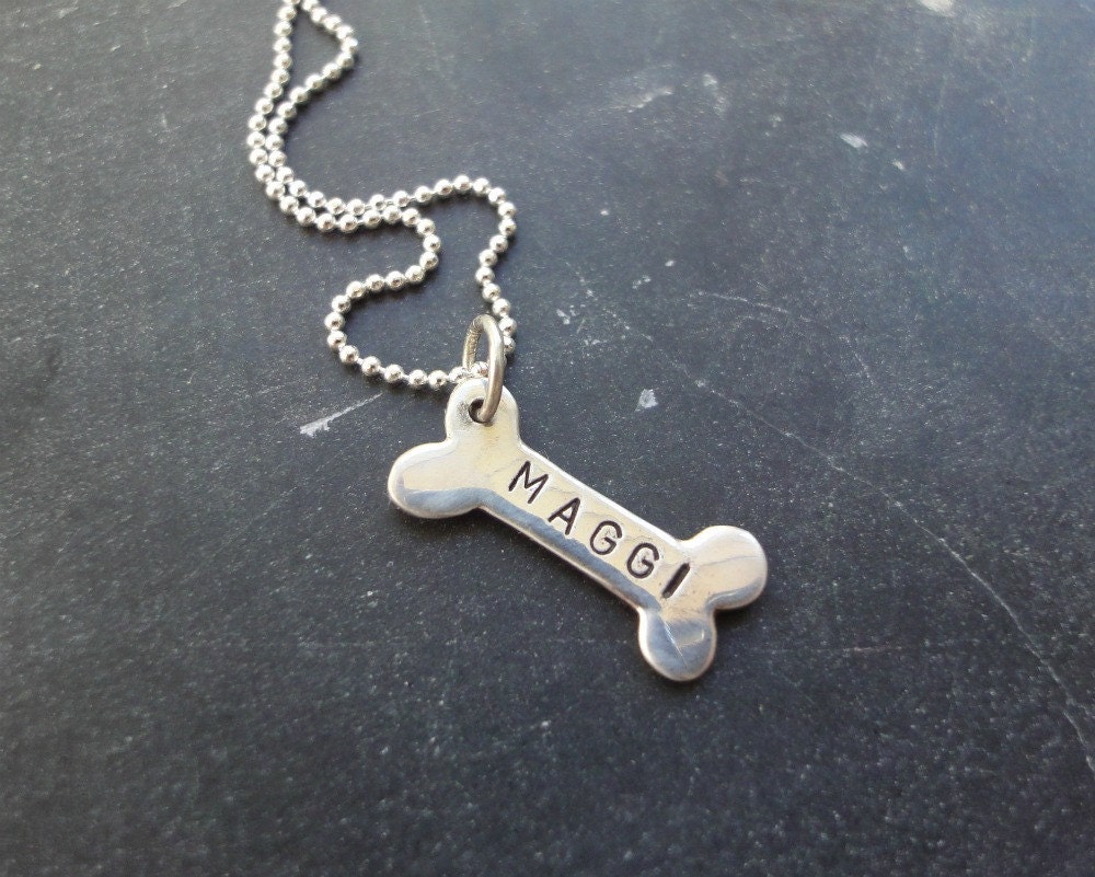 Dog bone necklace - sterling silver