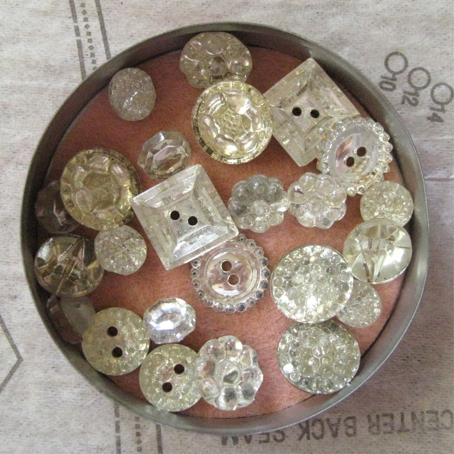 Instant Collection - Vintage Mirrored Glass Buttons in Tin