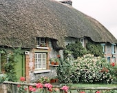 Ireland Green Door Thatched Cottage Home And Wall Decor Fine Art 5 x 7 Photograph - Celticcatphotos