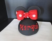 Minnie Mouse Inspired Dome Head, Ears & Bow Fondant Cake Topper
