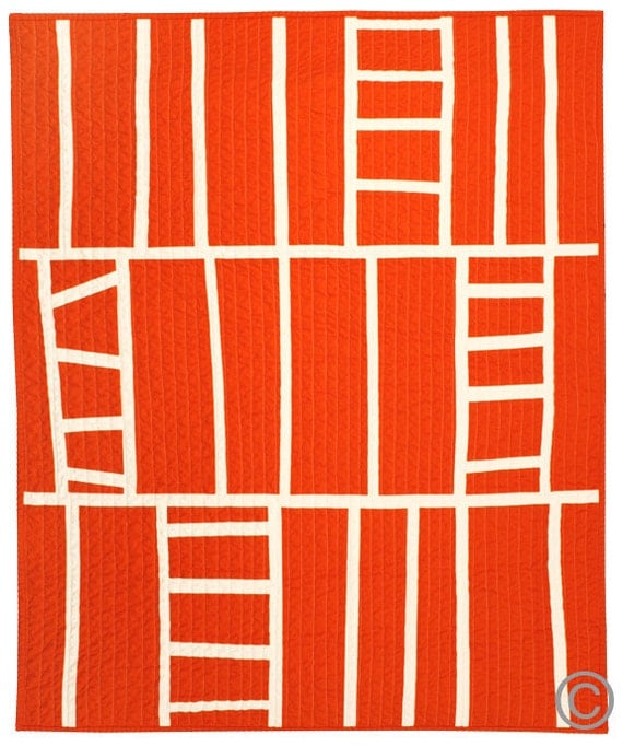 Contemporary Baby Blanket - Tangerine Ladders