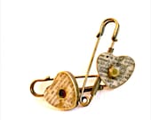 Lovers Kissing Hearts - Matching Kilt Pins - Magnetic Love - French Book Print