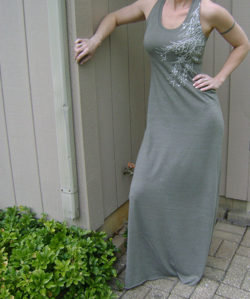 New - S, M, L, XL  Beautiful Branches Dress in Moss Green