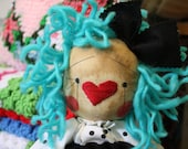 Raggedy Ann Doll Primitive stuffed dolly Aqua Trudy