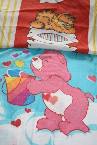 Custom  Sheets on Vintage Bed Sheets Garfield Care Bears Twin By Anniescupboards