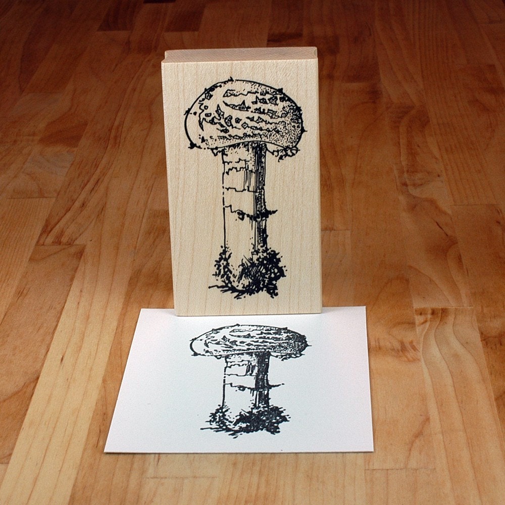 Scaly mushroom - mounted rubber stamp