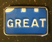 License Plate Belt Buckle - GREAT - Michigan