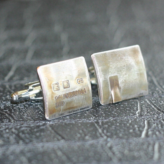 Car Engine Part CUFFLINKS - salvaged Jaguar part with original stampings of part numbers.