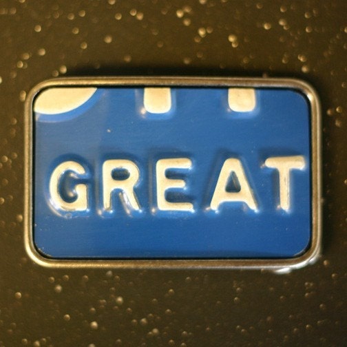 License Plate Belt Buckle - GREAT - Michigan