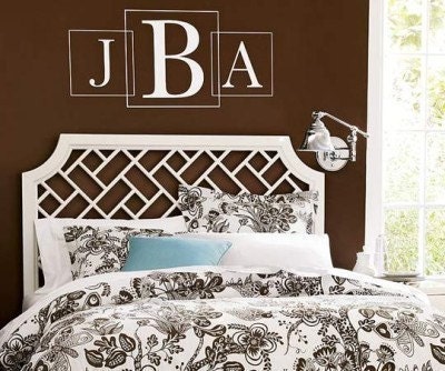 Personalized custom monogram Boxed Initials Vinyl Wall Art Home Decor