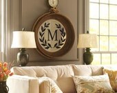 Custom Monogram Floral Border with Initial Vinyl Wall Decal