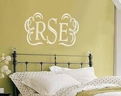 Custom Monogram Initials with Scroll Border Vinyl Wall Decal